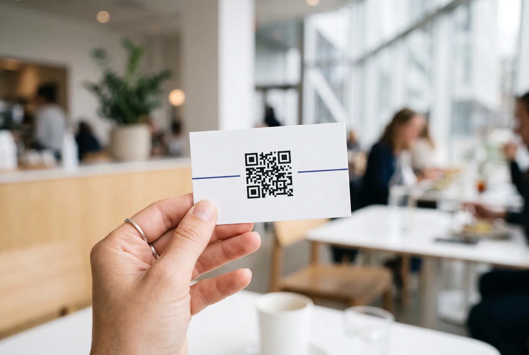 Une carte de visite avec un QR code.